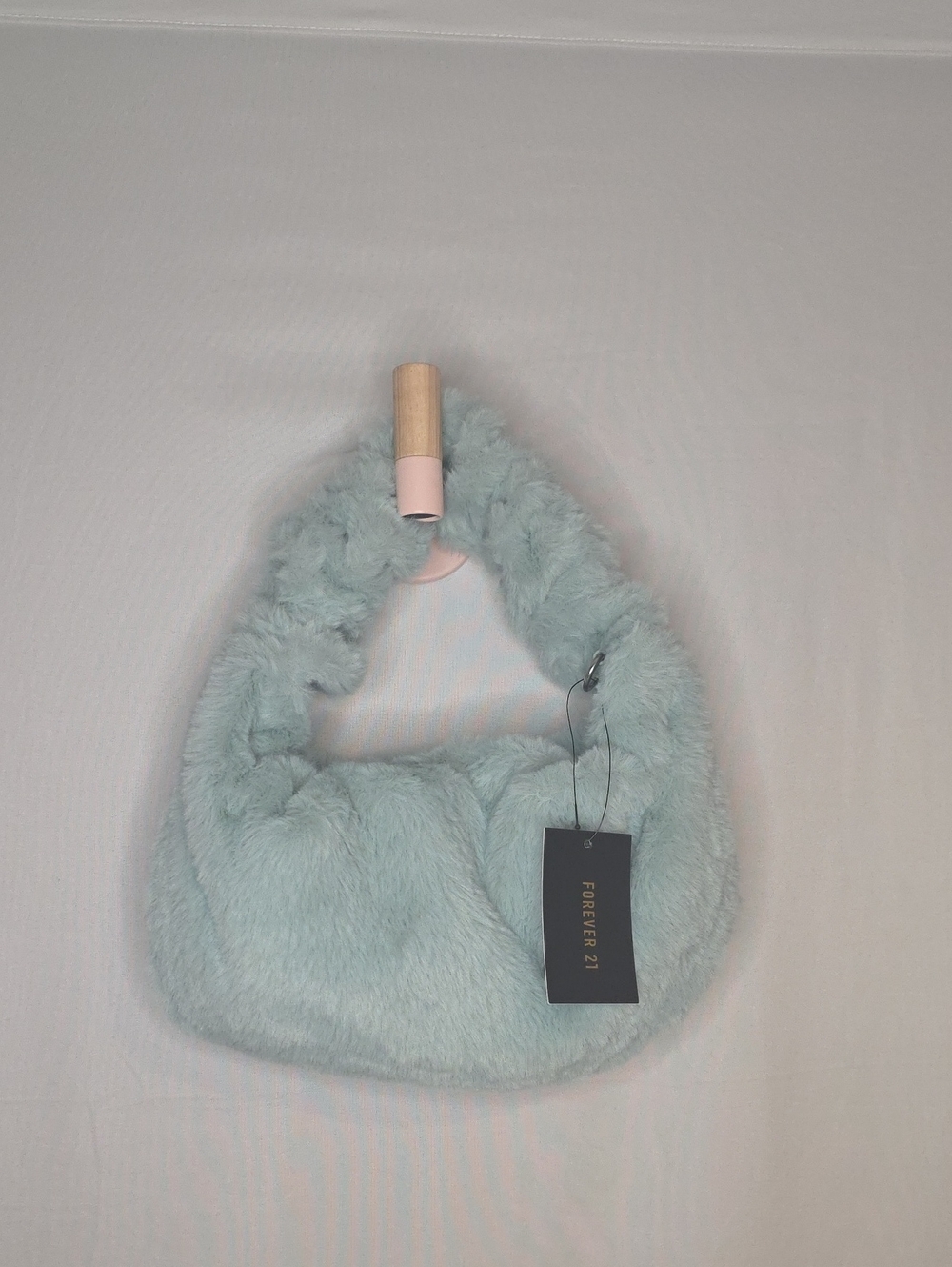 Mint Faux Fur Phone Bag with Loop Handle